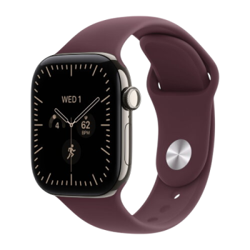 Apple Watch Series 12, 42 mm, Natural Titanium GPS+Cellular Burgundy Sport Band M/L