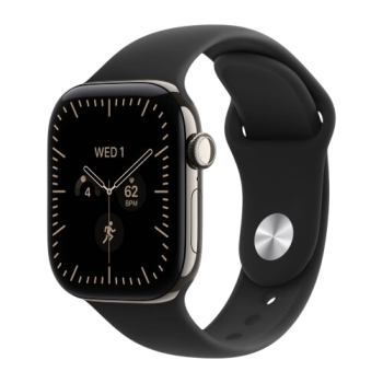 Apple Watch Series 12, 46 mm, Natural Titanium GPS+Cellular Black Sport Band S/M