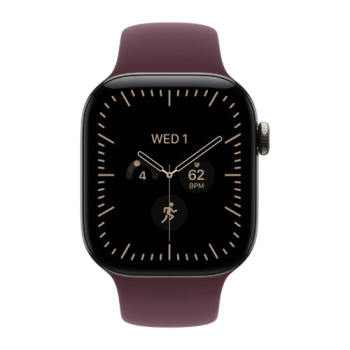 Apple Watch Series 12, 42 mm, Natural Titanium GPS+Cellular Burgundy Sport Band M/L