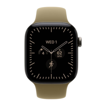 Apple Watch Series 12, 46 mm, Natural Titanium GPS+Cellular Olive Sport Band S/M