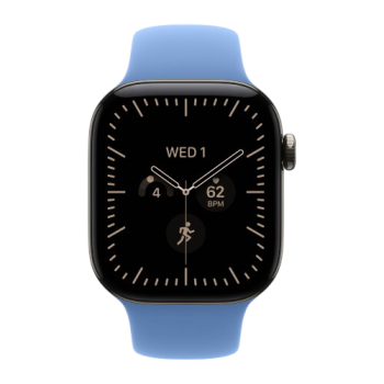 Apple Watch Series 12, 46 mm, Natural Titanium GPS+Cellular Wildflower Blue Sport Band M/L