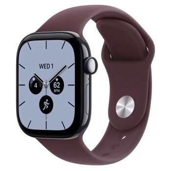Apple Watch Series 12, 42 mm, Night Blue Ceramic GPS+Cellular Burgundy Sport Band M/L