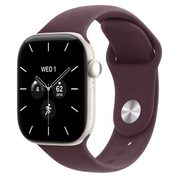 Apple Watch Series 12, 42 mm, Pearl White Ceramic GPS+Cellular Burgundy Sport Band M/L