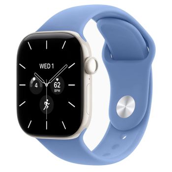 Apple Watch Series 12, 46 mm, Pearl White Ceramic GPS+Cellular Wildflower Blue Sport Band M/L
