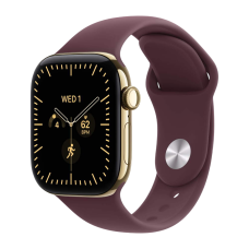 Apple Watch Series 12, 46 mm, Radiant Gold Titanium GPS+Cellular Burgundy Sport Band M/L