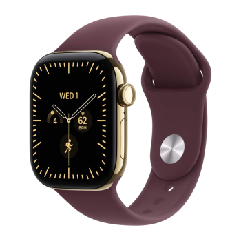 Apple Watch Series 12, 46 mm, Radiant Gold Titanium GPS+Cellular Burgundy Sport Band M/L