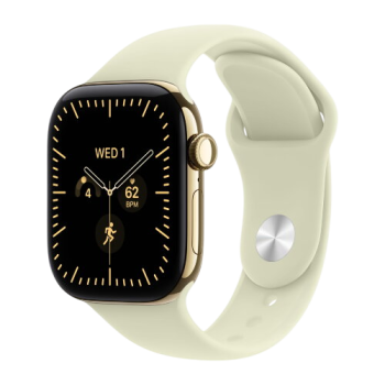 Apple Watch Series 12, 46 mm, Radiant Gold Titanium GPS+Cellular Pale Succulent Sport Band M/L