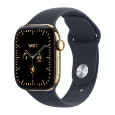 Apple Watch Series 12, 46 mm, Radiant Gold Titanium GPS+Cellular Navy Blue Sport Band S/M