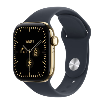 Apple Watch Series 12, 42 mm, Radiant Gold Titanium GPS+Cellular Navy Blue Sport Band M/L