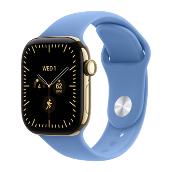 Apple Watch Series 12, 42 mm, Radiant Gold Titanium GPS+Cellular Wildflower Blue Sport Band S/M