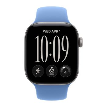 Apple Watch Series 12, 42 mm, Space Gray Aluminum Wildflower Blue Sport Band M/L