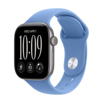 Apple Watch Series 12, 42 mm, Space Gray Aluminum Wildflower Blue Sport Band M/L