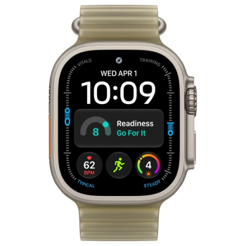 Apple Watch Ultra 4, 49 мм, Natural Titanium Translucent Kelp Ocean Band M/L