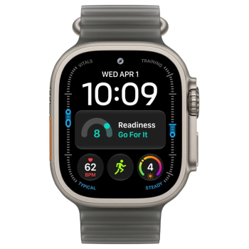 Apple Watch Ultra 4, 49 мм, Natural Titanium Translucent Black Ocean Band S/M