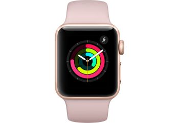 Apple Watch Series 3, 38 мм, корпус из золотистого алюминия, спортивный ремешок цвета «розовый песок»