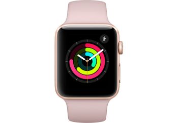 Apple Watch Series 3, 42 мм, корпус из золотистого алюминия, спортивный ремешок цвета «розовый песок»